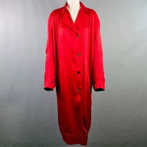 HAIDER ACKERMANN Size S Red Acetate Blend Satin Raglan Sleeve Coat